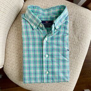 Vineyard Vines Green Plaid Whale Shirt | M